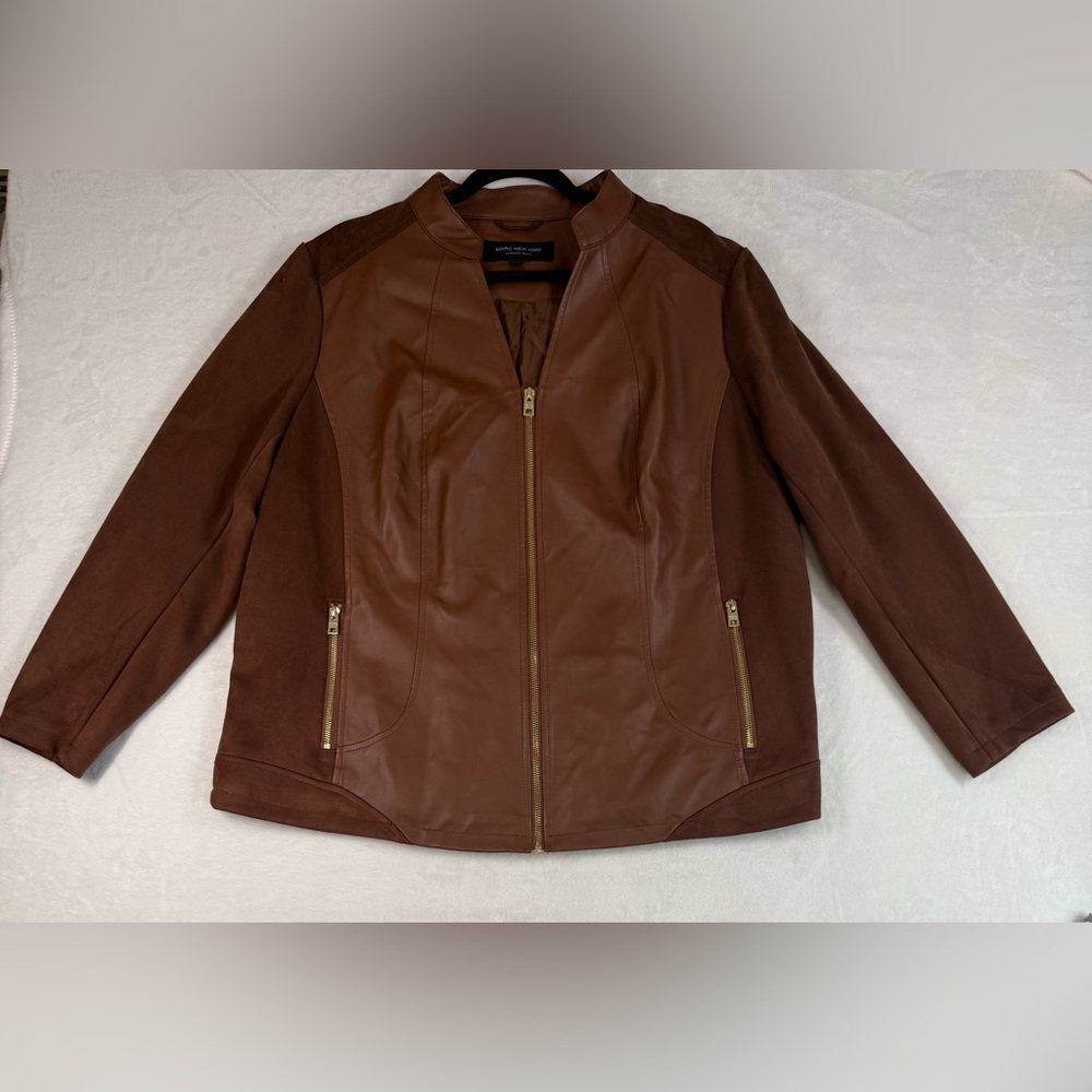 Women’s Marc New York Andrew Marc Brown Faux Suede And Leather Jacket Size 2X